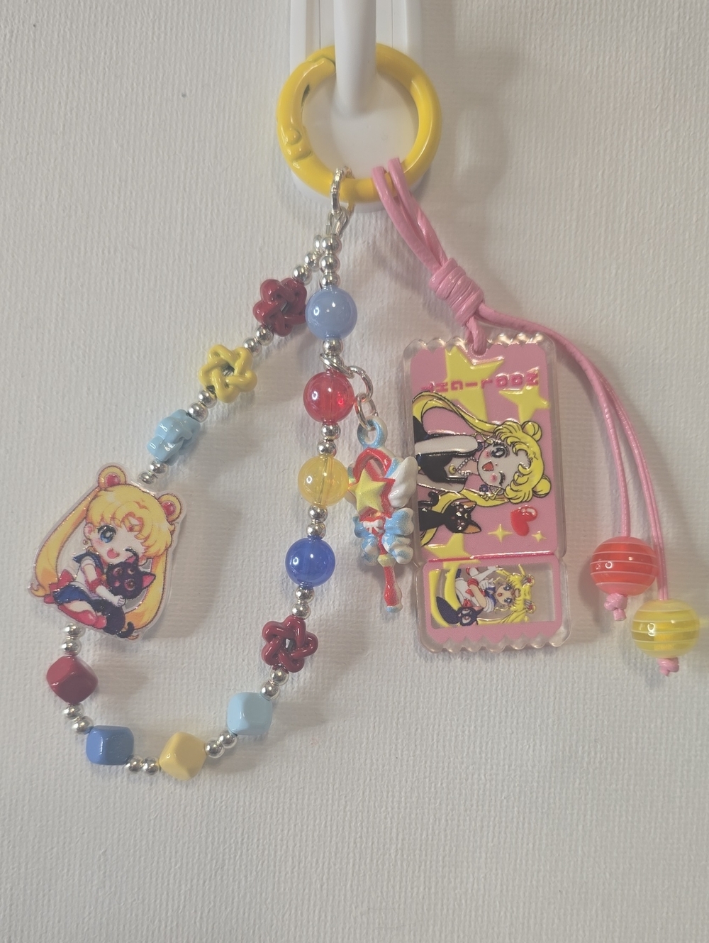 Cute Handmade Sailor Moon Pink & Yellow Sailor Girl Keychain Charm